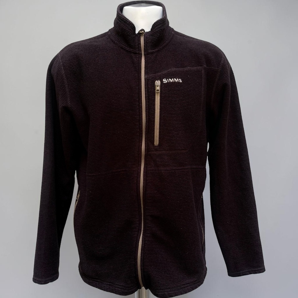 Simms Rivershed Full Zip Fleece Jacket Large Brown Outdoor Fishing Gorpore
